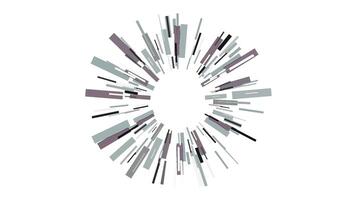 Background with animation. Motion.Small rectangular multicolored lines that make up a proportional circle rotate in turn. video