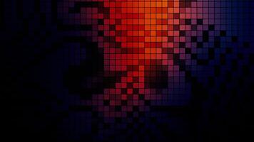 Colorful distortion and flickering in pixels. Motion. Pixel background flickers with colorful distortions and disappears. Background with distortions becomes normal video