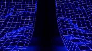 Blue bright background with cobwebs . Design. Bright grids in animation moving in different directions. video