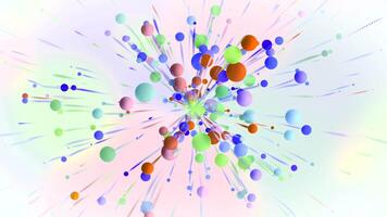 Animation of colorful circles, bubbles on a white background. Motion. Abstract bright particles moving like celebration fireworks. video