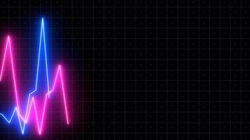 Neon abstract charts with changing values of check points on a dark background. Motion. Animation with up and down moving blue and pink neon lines. video