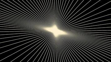 Black background. Design. Bright animation on which yellow and white stripes create patterns that rotate in different directions. video