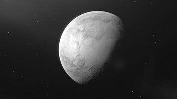 Rotating Moon in different phases with detailed surface. Motion. Outer space dark background with half eclipse of the Moon. video
