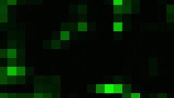 Background with moving pixels. Design. Colored pixels move on black background. Pixel background with moving patterns or spots squares video