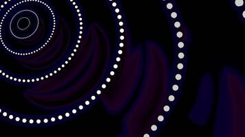Abstract moving concentric rings of glowing spheres on a dark background. Design. Flowing round silhouettes of dots. video