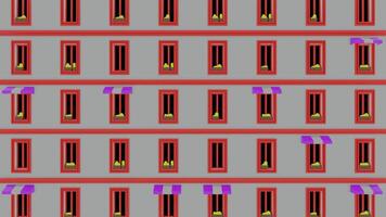 Abstract visualization of the endless floors of a building with windows. Design. Concept of typical building and urbanization. video