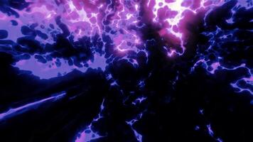 Bright glowing tunnel with plasma pattern. Motion. Rotating tunnel with shimmering neon plasma pattern. Bright glowing spots in rotating plasma tunnel video