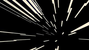 Black background. Design. Bright lines with lanterns and orange shades in them sparkle and shimmer with different colors in abstraction video