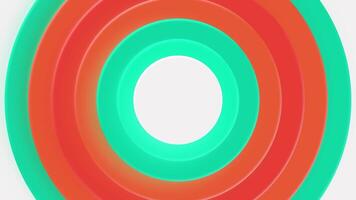 Bright orange and turquoise concentric 3D rings. Motion. Pulsating circular shapes, calm and hypnotic effect. video