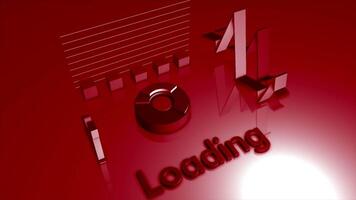 Abstract technological background with a word loading. Motion. Colorful rotating diagram and graphs. video