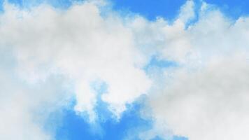 Animation of clouds in blue sky. Motion. Movement through white clouds in blue sky. Flying through clouds in blue sky as if in dream video