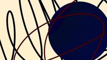 Animation with moving lines and circle to insert. Motion. Beautiful background with 3D animation and moving figures. Moving curved lines with circle to start or insert video