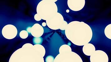 Blue background. Motion.A light background on which white blots of light bulbs in abstraction. video