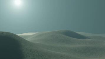 A gray,empty desert. Design.A light landscape made in computer graphics moving forward with a misty sky. video