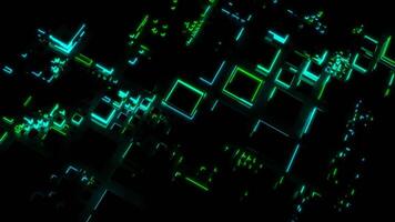 Dark background. Design.Bright illumination of green and blue shades that are highlighted in the animation. video