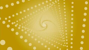 Triangular spiral tunnel of dots. Motion. Simple tunnel made of triangular spiral. Points in spiral tunnel with triangles. Visual hypnotic effect video