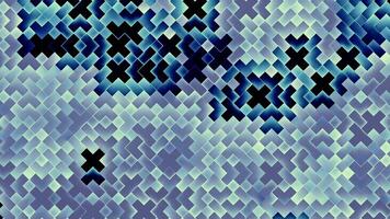 abstrato geométrico fundo com colorida animação do piscando azulejos dentro x forma. Projeto. digital comovente azulejos. video
