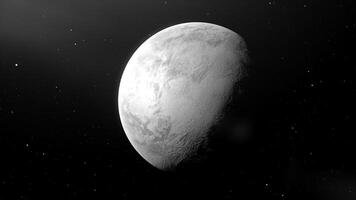 View of space. Motion.An illuminated moon in space with stars in abstraction. video