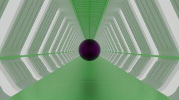 3D tunnel in futuristic style with ball. Design. Black ball is moving through tunnel. Futuristic tunnel with moving dark ball video