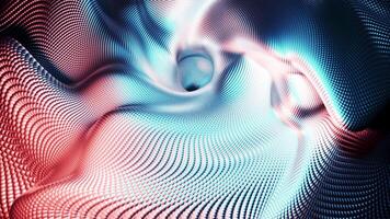 Liquid structure moves in waves from points. Design. Abstract 3d structure with wavy vibrations. 3D animation with moving waves mass with silver dots video