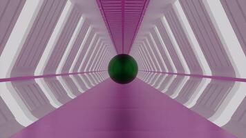 3D tunnel in futuristic style with ball. Design. Black ball is moving through tunnel. Futuristic tunnel with moving dark ball video