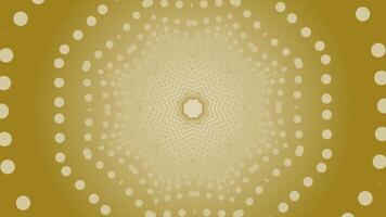 Yellow background. Motion.White circles composing a bright room moving forward in 3d format. video