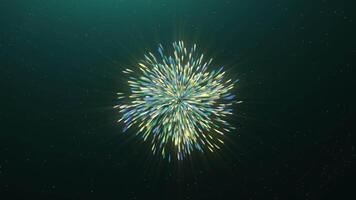 Colorful explosion of spiral stream in space. Motion. Cosmic explosion of dense particles in stream. Spiral of colorful energy flows in outer space video