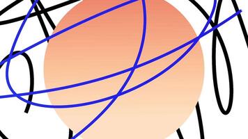 Animation with moving lines and circle to insert. Motion. Beautiful background with 3D animation and moving figures. Moving curved lines with circle to start or insert video