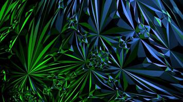 Green sliding mirrors. Design.Triangular parts from mirrors in abstraction that move apart in different directions. video