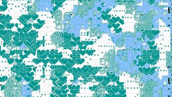 Background of many moving icons. Design. Roundels, crosses and hearts move in background. Background of many repeating and moving icons. Virus background with duplicate icons video
