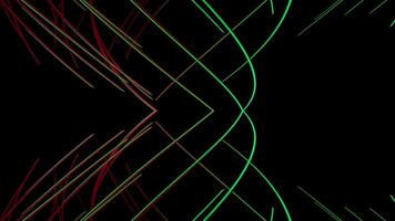 Bright multicolored thin rays . Design. The black background and the lines appearing in the animation , which burn with bright shades . video