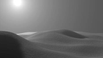 Abstract 3d animation of sand hills. Design. Grey sand hills on isolated ridge. 3D projection of grey desert with hills video