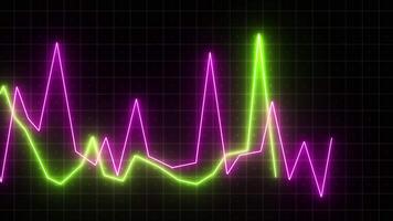 Neon chart moving up and down on digital computer screen with dark background. Motion. Stock market or crypto market. video
