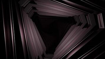 Abstract optical illusion with the flight through triangular shaped monochrome tunnel. Design. Grey scary corridor. video
