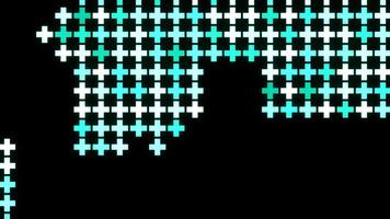 Blue mosaic moving 3D tiles pattern. Design. Retro texture of cross tiles creating shifting background. video