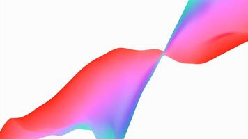 Colorful strip of fabric moves in waves. Design. Beautiful curved stripe moves in waves on white background. Wavy line made of delicate colorful fabric video