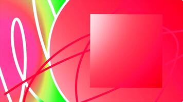 Abstract geometric shapes in contrasting bright colors. Motion. Large circle with a square inside, space for text and multicolored shapes. video