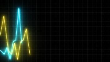 Colorful moving chart lines. Motion. Graphic lines moving in waves on black background. Moving neon lines of graph. Business animation video