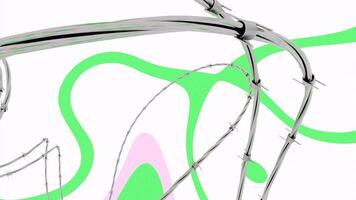 White background. Design.A green shade flying over a light background along with an iron chain in the animation. video