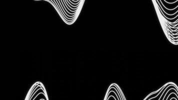 Wave pulsations of stripes on black background. Design. Bands vibrate in wavy curves. Wavy lines move along edges of black background video