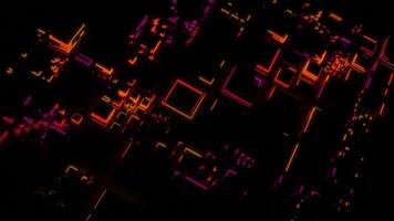 Background with geometric pattern and moving neon colors. Design. Light illumination on geometric 3d pattern. Geometric pattern surface and shimmering colorful light video