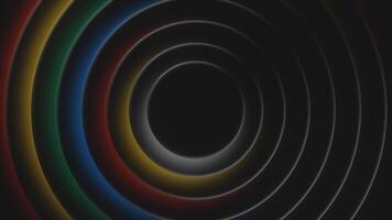 Black background. Motion.Dark circles with bright running light in the animation then widens and narrows. video