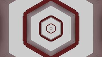 Abstract background with the flight in abstract futuristic tunnel. Design. Grey and red hexagonal corridor. video