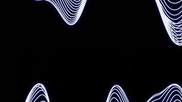 Black background with animation . Design. Green and purple wavy neon rays that appear and disappear in waves. video