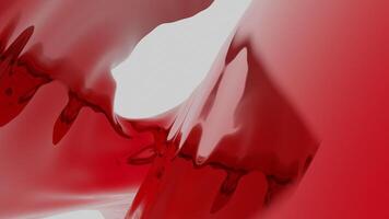 Animation with red liquid and abstract movements. Design. Abstract red liquid moves in space. Surface of red liquid with vibrations and reflection video
