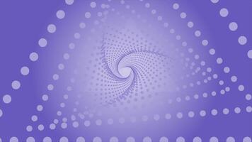 Triangular spiral tunnel of dots. Motion. Simple tunnel made of triangular spiral. Points in spiral tunnel with triangles. Visual hypnotic effect video