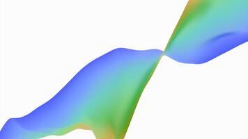 White background. Design.A bright canvas of different colors in animation sways as if in the wind twisting in different directions. video
