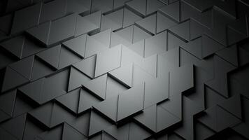 Geometric background of moving triangles. Design. 3D plane of metal geometric triangles in motion. Triangles move and move out of plane video