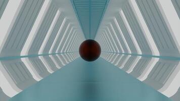 3D tunnel in futuristic style with ball. Design. Black ball is moving through tunnel. Futuristic tunnel with moving dark ball video