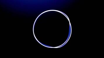 Bright black background with blue backlight. Motion.A bright white sphere in animation that separates and draws its rays all over the background. video